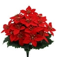 thumbnail image 4 of Janrevotw Christmas Decorations - 6 Pack Poinsettias Artificial Christmas Flowers, Fake Red Velvet Artificial Poinsettias Flowers for Christmas Tree Home Party Porch Yard Indoor Outdoor Decor Red, 4 of 5
