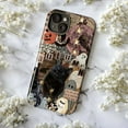 thumbnail image 5 of Autumn Black Cat & Ghost Collage Phone Case, Vintage Halloween Stars & Newspaper Aesthetic Cover for iPhone 17 16 15 14 13 12 11 Pro Max Plus Mini, 5 of 6