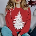 thumbnail image 2 of Gibobby Sudadera sin capucha y ocio para mujer Sudadera navideña de manga larga con cuello Rojoondo y estampado de Papá Noel para mujer 2023 (Rojo, S), 2 of 5