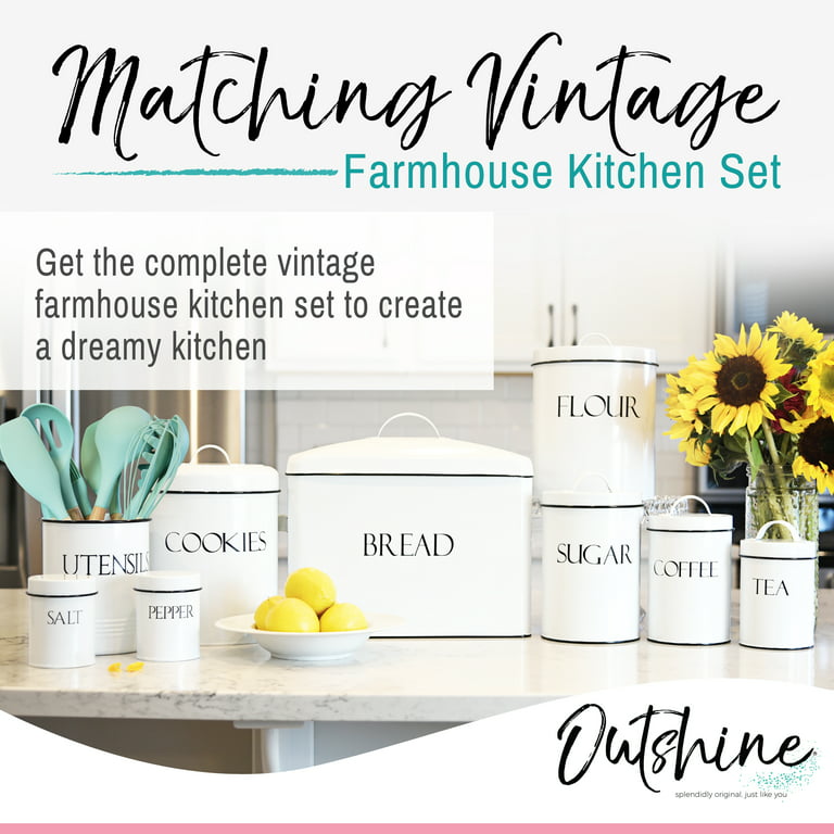 Outshine Co Outshine White Vintage Farmhouse Flour Canister With
