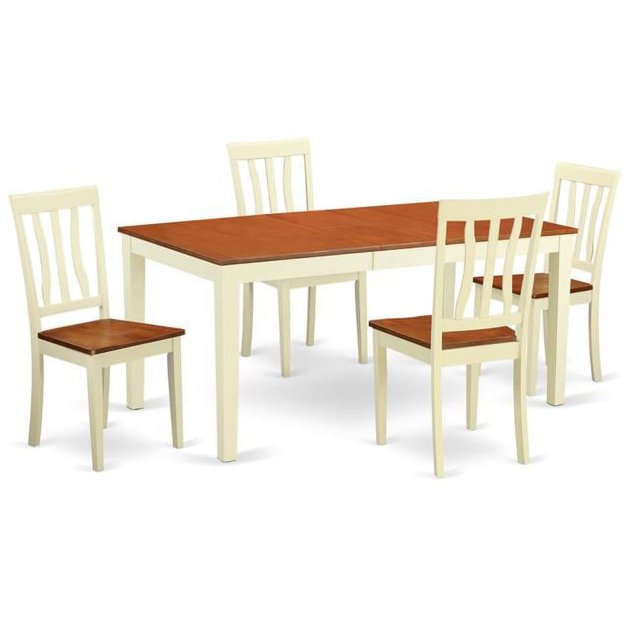 Table Set Table & 4 Chairs, Buttermilk & Cherry 5 Piece