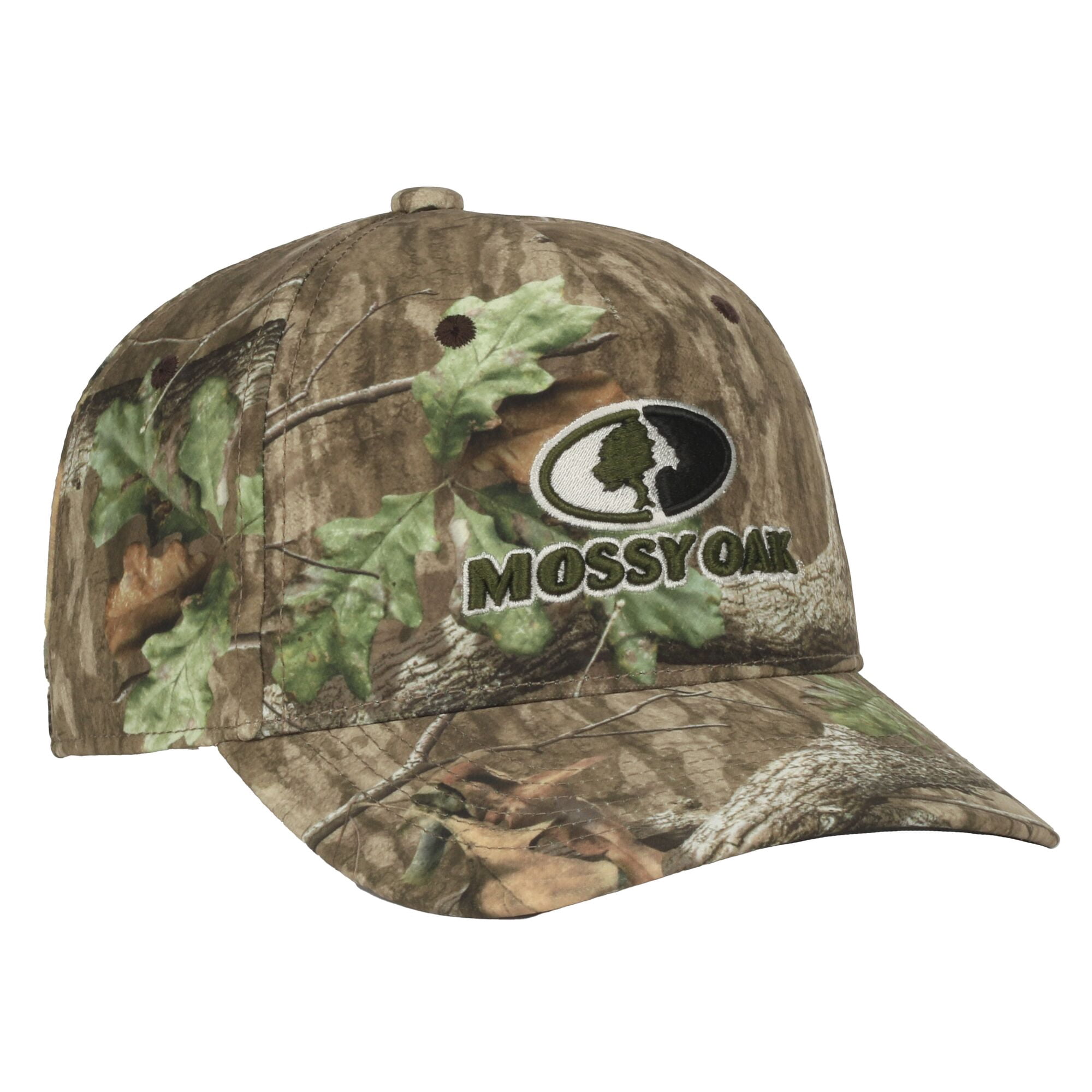 Mossy Oak® Structured Camo Hat, Pre-Curved Visor, Men's Adjustable Hunting Cap, One Size, Adult, Camo Green
