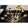 thumbnail image 2 of LAICAIW ® Pack of 6 Golden Flower Spoons, Stainless Steel Tableware Coffee Tea Stirring Sugar Dessert Soup Spoons, 3 Patterns 5'', 2 of 3