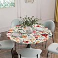 thumbnail image 5 of Watercolor Flowers Round Tablecloth for 36-44 Inch Tables,Fitted Table Cover with Elastic Edge,Rustic Spring Floral Botanical Beige Waterproof Outdoor Table Cloth Protector for Patio Garden Dinner, 5 of 9