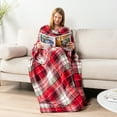 thumbnail image 2 of PAVILIA Wearable Blanket with Sleeves for Adult Women Men, Cozy Fleece Warm Wrap Throw Blanket with Arms, Pocket, Gifts for Christmas, Wife, Red Green Plaid, 2 of 8