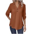 thumbnail image 2 of Camisas para mujer,Blusa informal de manga 3/4 para mujer, cuello redondo, estampado, mezcla de poliéster y elastano, corte holgado para estar en casa, sopatenor, 2 of 8