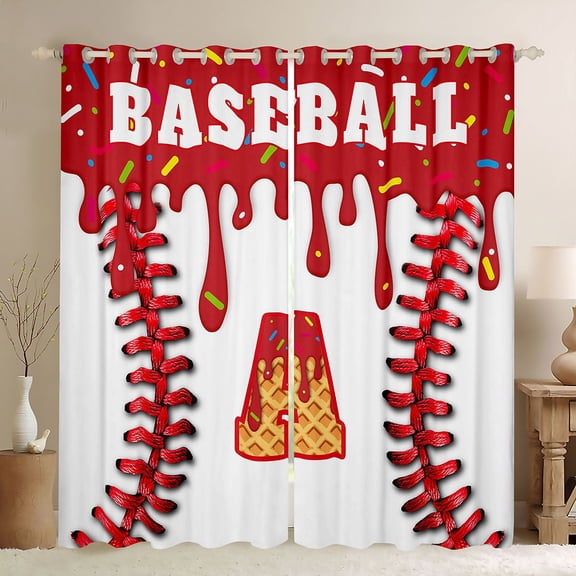 Manfei Personalized Initial Alphabet A Black Out Curtains for Children Kids Boys,Baseball Print Curtains Pack of 2 (42x63 Each),Abstract Graffiti Splash Bedroom Curtains,Ultra Soft Home Decor