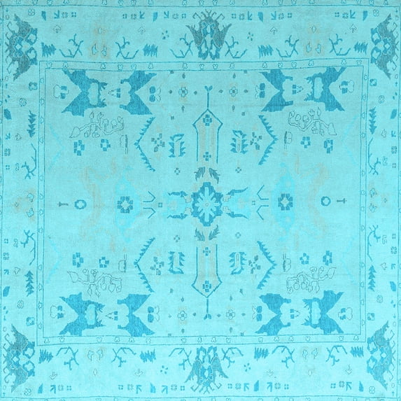 Ahgly Company Indoor Square Oriental Light Blue Traditional Area Rugs, 5' Square