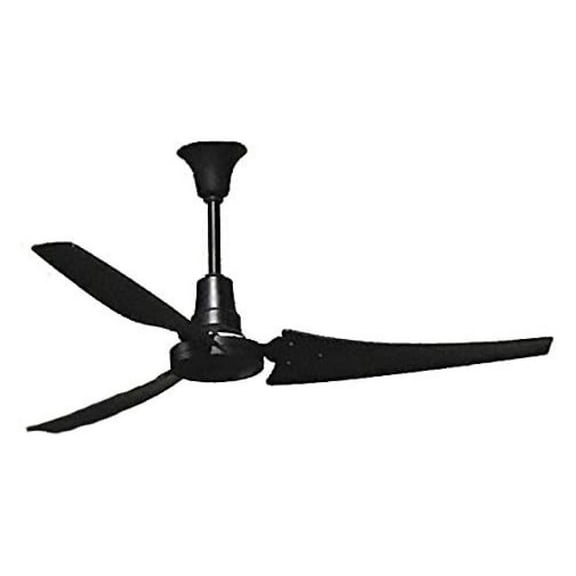 56" Moisture Resistant Industrial Ceiling Fan, Matte Black, 18 inch downrod, Forward/Reverse
