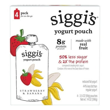 Siggi’s Reduced Fat Yogurt Pouches, Strawberry Banana, 3.5 oz., 4 Ct