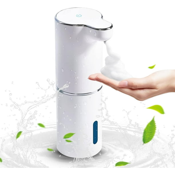 Dispensador automático de jabón de manos, dispensador de jabón espumoso recargable sin contacto de 300 ml, volumen de espuma ajustable de 3 niveles, dispensador de jabón de manos impermeable