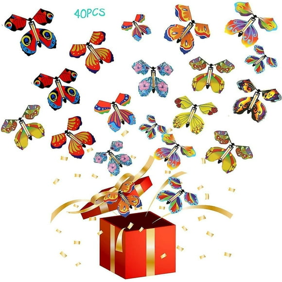 40 Pieces Of Magic Flying Butterfly Fairy Flying Toy Clockwork Rubber Band Powered Butterfly Toy Boo