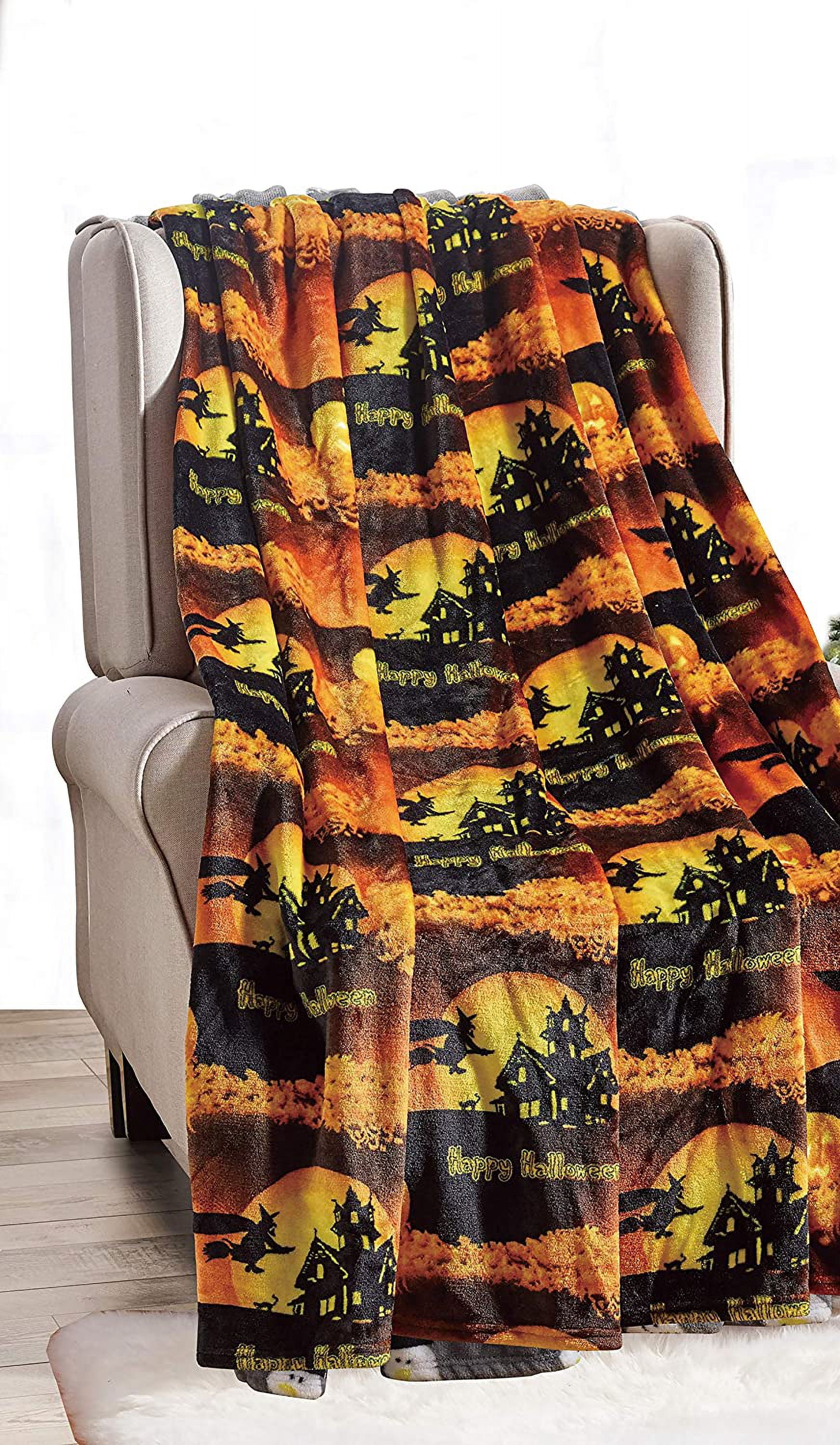 FAITH, HOPE, LOVE HOME DÉCOR Velvet Touch Holiday Throw Fleece Blanket (50" x 60") - Happy Halloween!