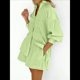 thumbnail image 5 of Conjuntos de Verano de 2 Piezas para Mujer: Camisetas A Rayas con Mangas Abullonadas y Botones, Pantalones Cortos A Juego y Conjuntos Casuales Verde L, 5 of 6