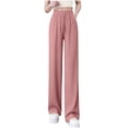 thumbnail image 2 of FRSASU Women's Wide Leg Palazzo Lounge Pants Lightweight High Waisted Loose Comfy Casual Pajama Pants Pink, 2 of 8