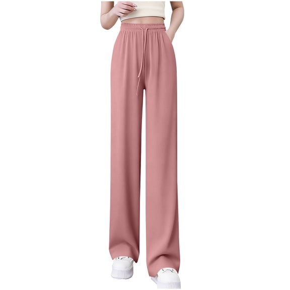 BLCHUNen Ladies Pajamas Pants Drawstring Elastic High Waist Straight Waist Casual Loungewear Fitness Yoga Pants