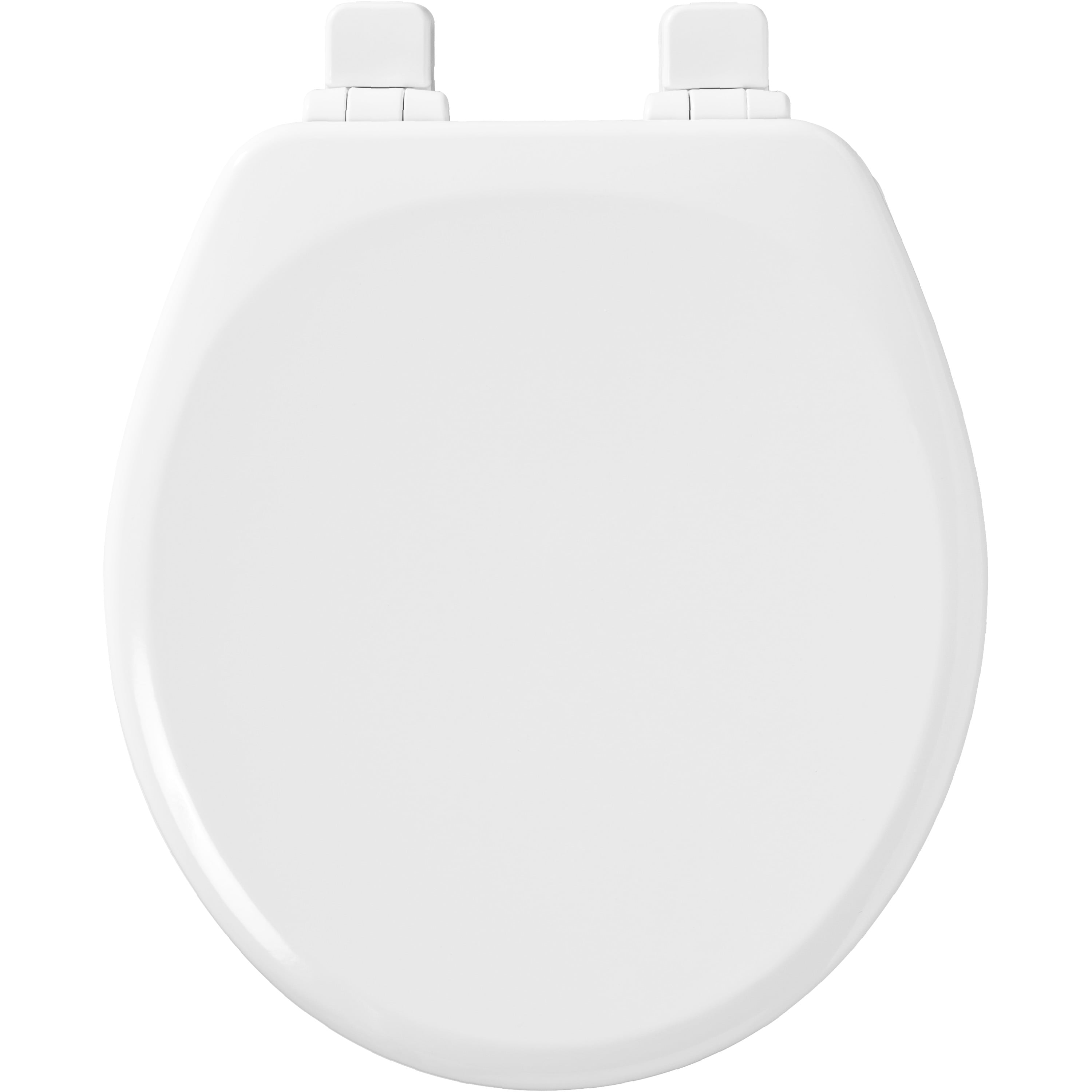 Mayfair Lannon® Slow Close Round Enameled Wood Toilet Seat in White Adjustable and Never Loosens