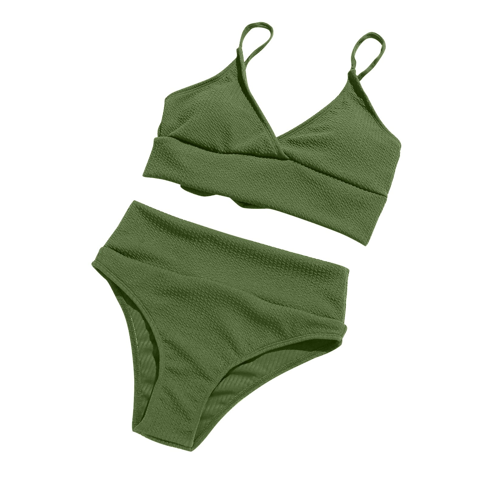 DNDKILG Women's Solid Sexy Two Piece Swimsuit Ribbed Bikini Sets Full