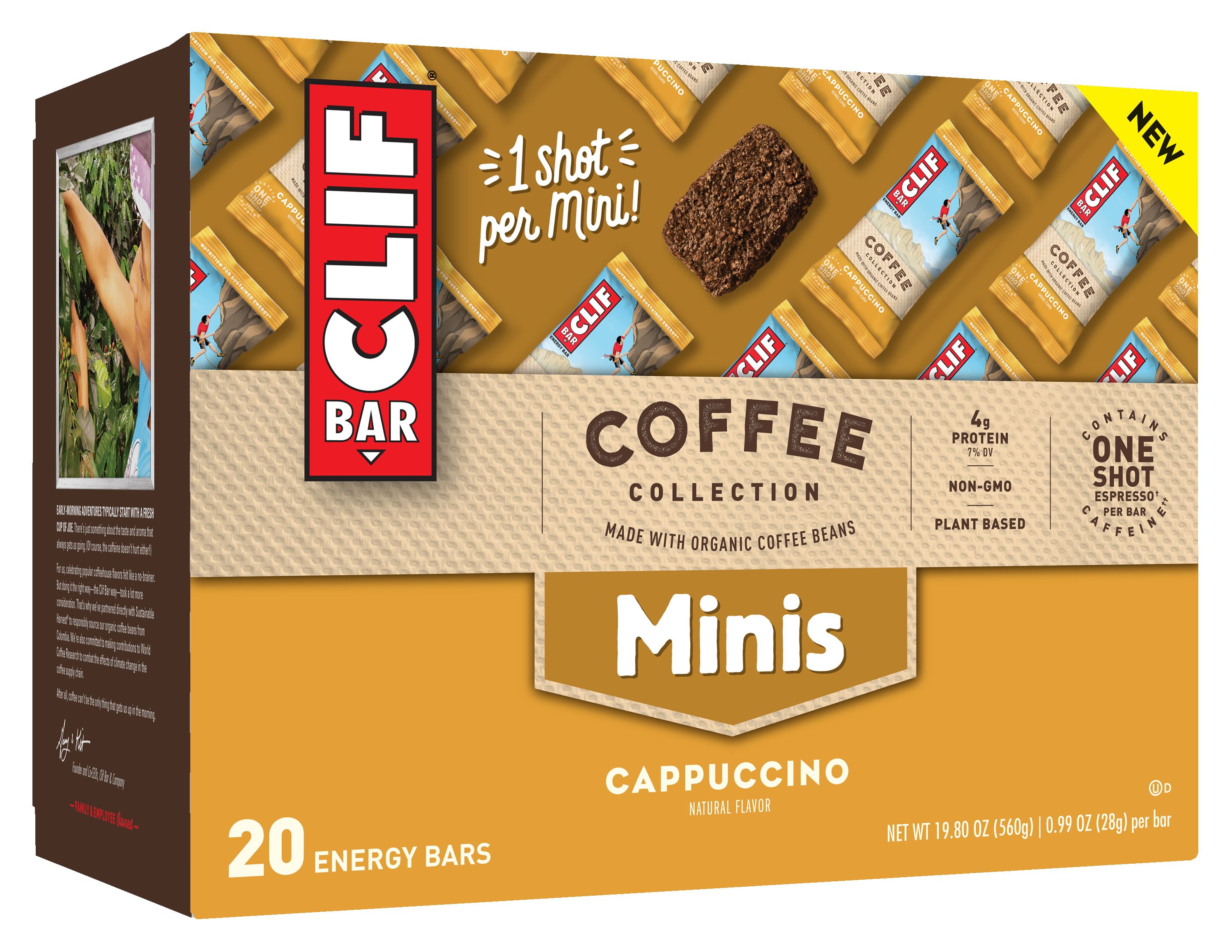 CLIF Bar Minis Coffee Collection Cappuccino Flavor .99 Ounce Energy Bars 20 Count