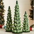 thumbnail image 3 of Best Choice Products Set of 3 Pre-Lit Hand-Painted Ceramic Tabletop Christmas Trees w/ Warm White Bulbs - Green, 3 of 9