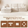 thumbnail image 4 of 108" Cloud Couch for Living Room, Modular Sectional Sofa with Plush Corduroy L Shaped Comfy Upholstered Couches with Deep Seat, No Assembly Required, White, 4 of 9