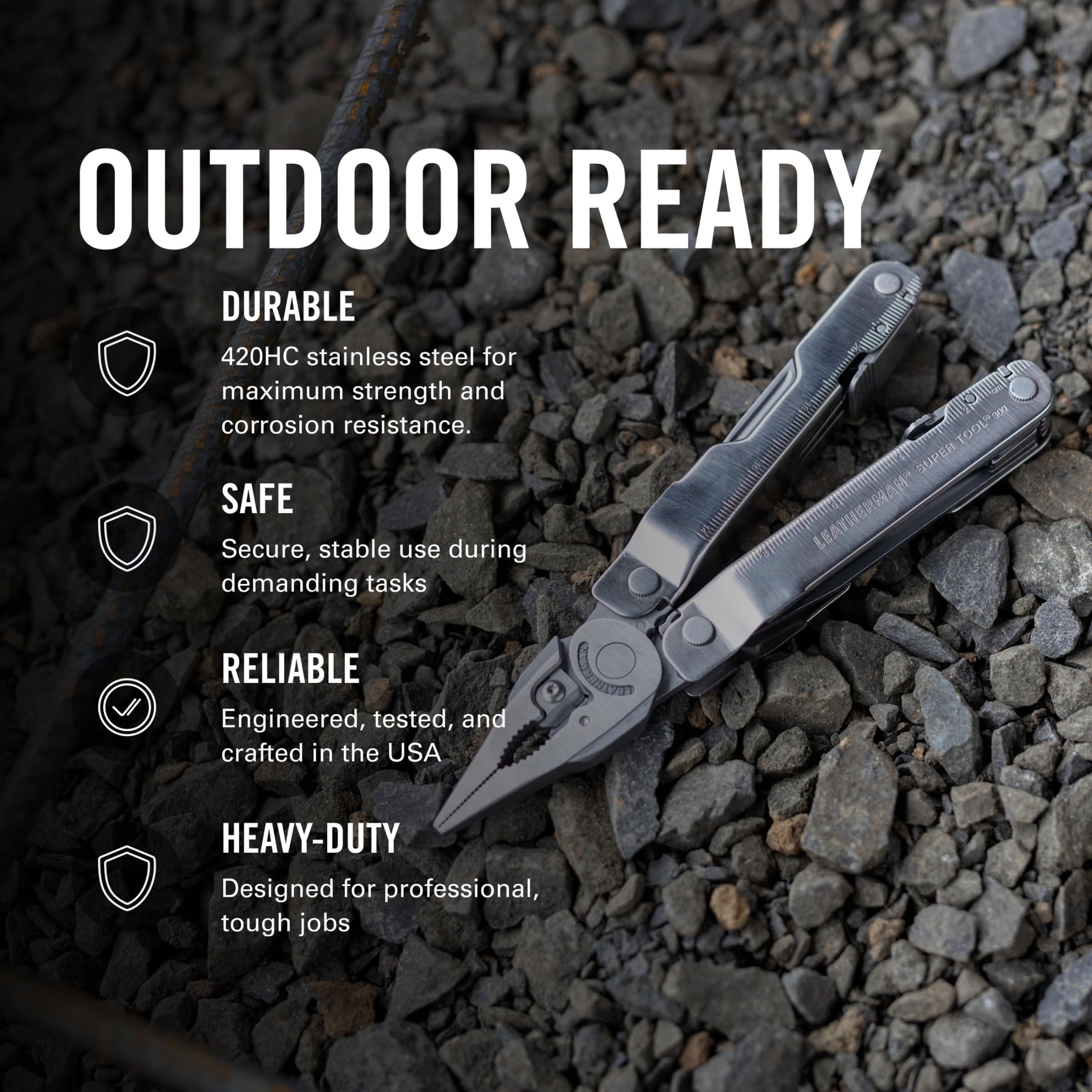 LEATHERMAN, Super Tool 300 Multitool with Premium Replaceable Wire Cutters and Saw, Black