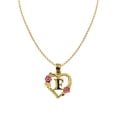 thumbnail image 1 of Precious Stars 14K Two-Tone Gold Flower and Heart-shaped Initial 'F' Pendant with 22" Chain Necklace, 1 of 5