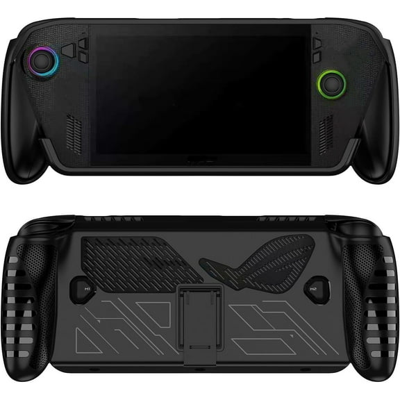 Protective Case for ROG Xbox Ally for Ally X, Gaming Console TPU Replacement Shell Skin Handheld Game Machine Housing Cover Back Plate with Stand(Case Only) (Black)