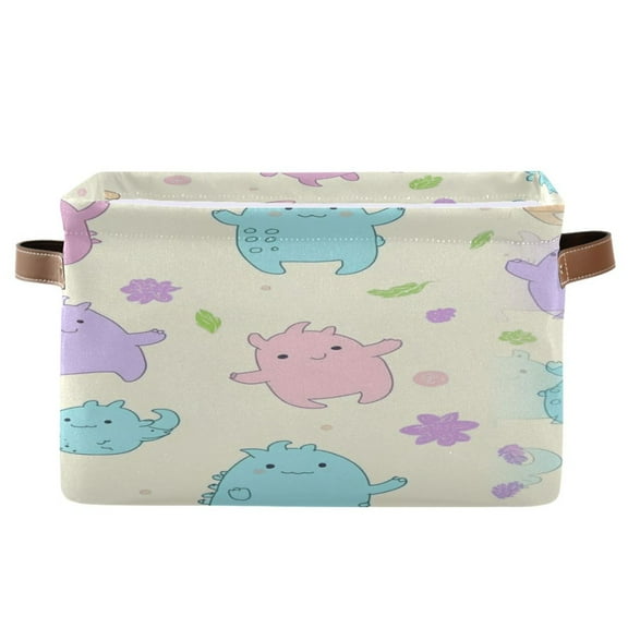 Cute Little Monsters Foldable Storage Basket,Canvas Fabric Foldable Storage Bins with Handles Open Home Storage Bins Boxes for Toy Book Shelf Closet Baskets