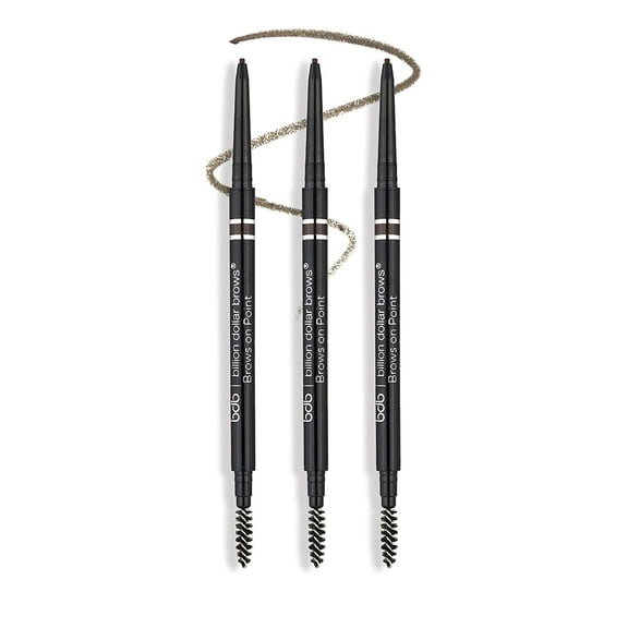 bdb Brows on Point Micro Brow Pencil - Precision Tip & Spoolie, Waterproof, Define Shape and Fill Brows, Taupe, 3-Pack