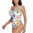 thumbnail image 2 of Haiem Lilies Flowers Women's One Piece Swimsuits Tummy Control One Shoulder Bathing Suits Ruffle Swimwear-XX-Large, 2 of 8