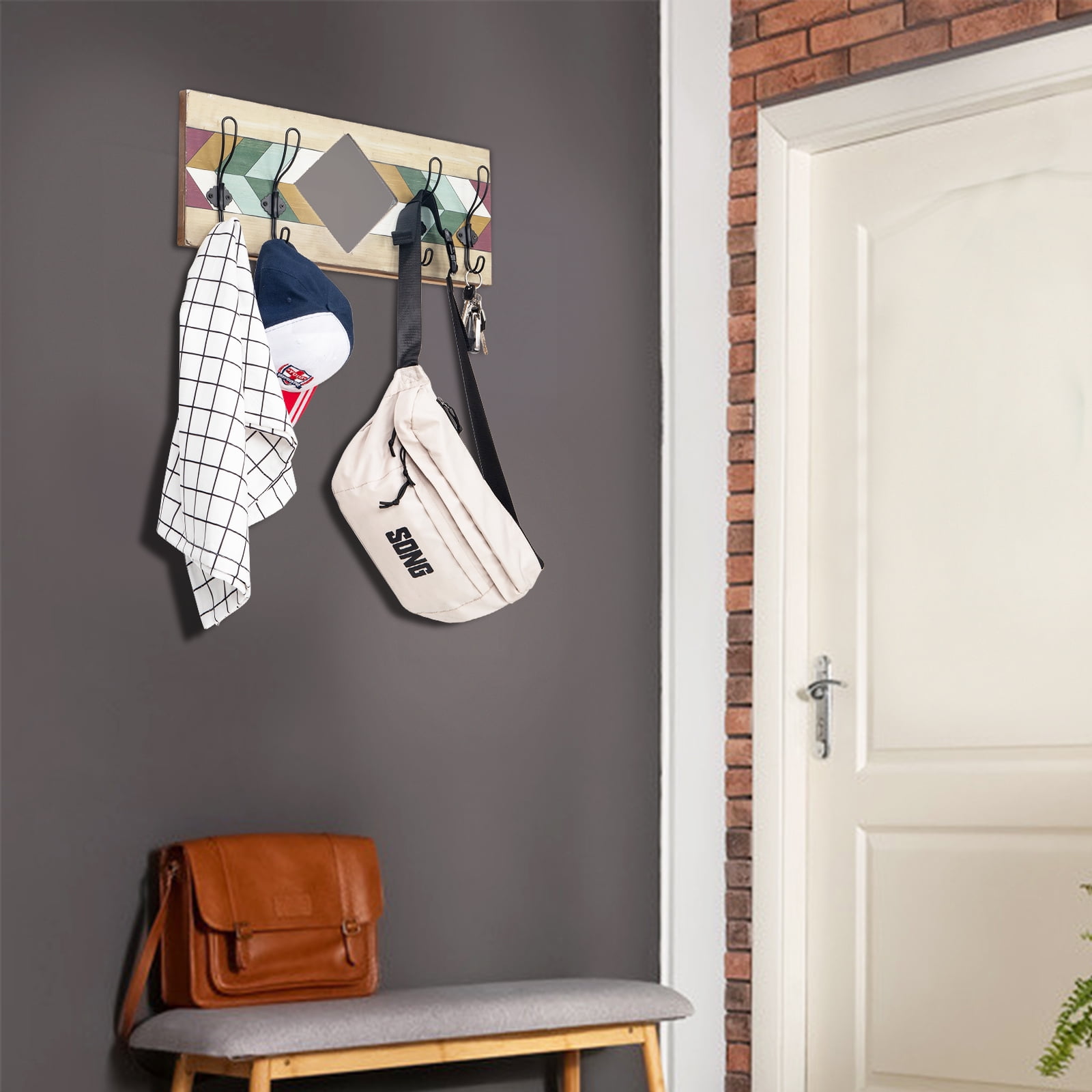 Kepooman Key Holder for Wall Self Adhesive Key Hook with 4 Key Hangers for Wall, Key Hanger for Wall Entryway, Hallway, Rustic Wood Kepooman Key Holder for Wall Self Adhesive Key Hook with 4 Key Hangers for Wall, Key Hanger for Wall Entryway, Hallway, Rustic Wood
