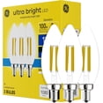 thumbnail image 2 of Ultra Bright LED Light Bulbs, 100W, Daylight Candle Lights, Clear Decorative B12 Light Bulbs (3 Pack), 2 of 5