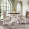 thumbnail image 3 of Noble HouseFunctional Furniture Retro Style Dining Table Set with Extendable Table and 4 Upholstered Chairs(Off White+Walnut), 3 of 9