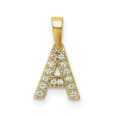 Diamond2Deal 10K Yellow Gold Diamond Letter A Initial with Bail Pendant