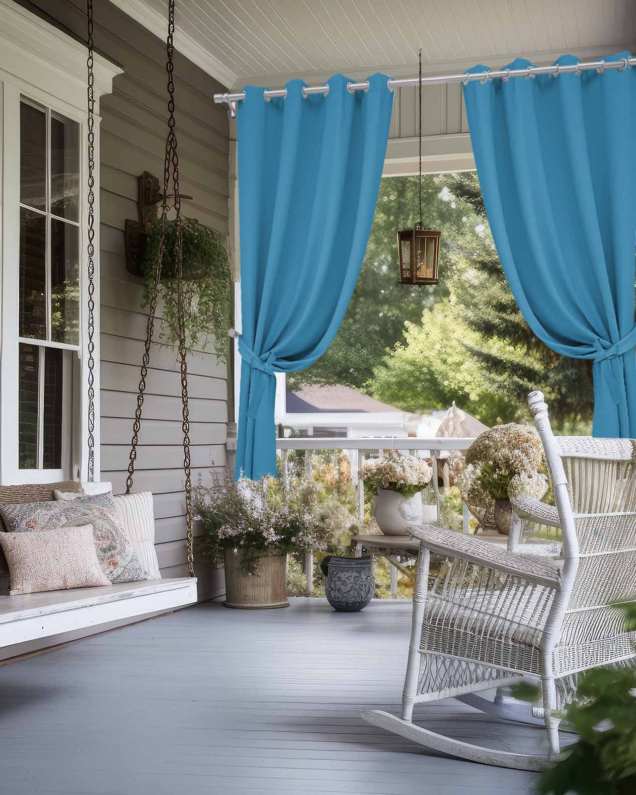 nqOlkjepod Outdoor Curtains for Patio Waterproof, Blue Outdoor Privacy Panels Grommet, Modern Pure Wave Ride Blackout Outside Curtains for Porch/Cabana/Pergola/Gazebo 54"x108", 1 Panel
