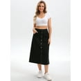 thumbnail image 7 of DARING DIVA Women's Button Down Front Slit A Line Midi Jean Skirts S Black, 7 of 7