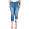 Cello Juniors' Plus Size Ripped Skinny Jean with Ankle Destruction