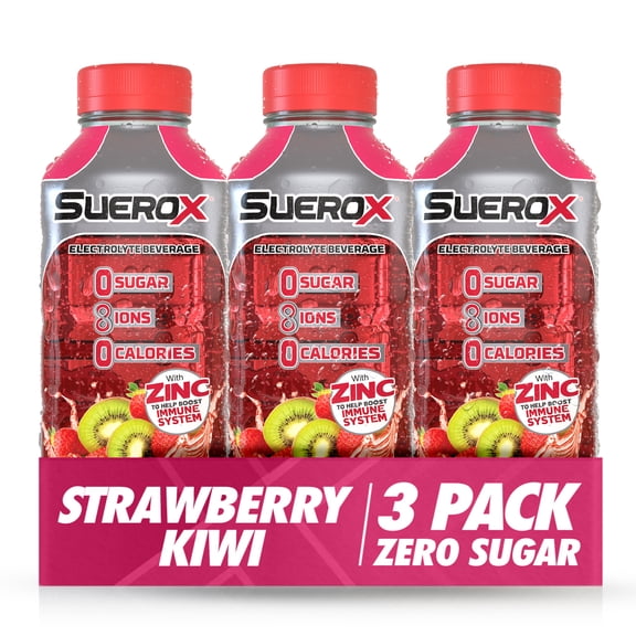 SUEROX - Electrolyte Drink Strawberry-Kiwi Pack 21.3 Fl Oz 3 Ct (3 Pack)