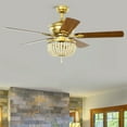 thumbnail image 4 of Gymax 52'' Retro Ceiling Fan Light w/ Reversible Blades Remote Control Golden, 4 of 10