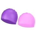 thumbnail image 1 of Unique Bargains Silicone Swim Caps Unisex NonSlip Pool Caps Waterproof Swimming Hats Purple Pink 2 Pack, 1 of 5