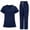 Navy, variant on Women's Scrubs Set, Nursing Uniform V-Neck Top with Cargo Pants, Professional Healthcare Work Wear