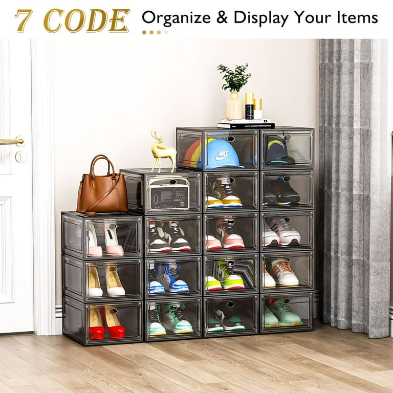 Free Shipping! OKENTEN Shoe Storage Boxes 9-Pack Clear Stackable