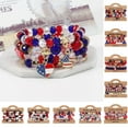 thumbnail image 6 of Jierger 2024 New American Flag Red White and Blue Artificial Bracelet American Independence Day Multi Layered Beaded Stretch Bracelet for Halloween Christmas Valentine Party Birthday Gift for Women an, 6 of 7