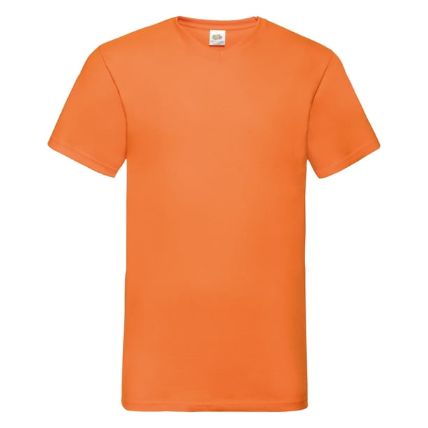 Fruit Of The Loom - Camiseta Básica de pico de manga corta de superior para hombre (Naranja)