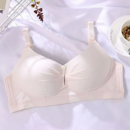 TrendVibe365 Breastfeeding Bra Womens Nursing No Underwire Push up Bralettes Padded Button Front Adjustable Strap Corset Bra Full Coverage Crop Cami Top Comfortable Underwear Nude 34