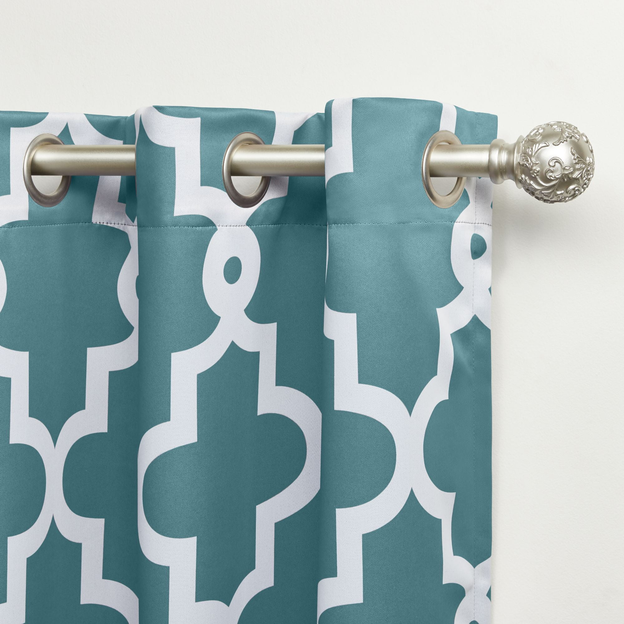 Exclusive Home Ironwork Sateen Woven Room Darkening Blackout Grommet Top Patio Curtain Panel, 108"x84", Teal
