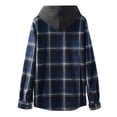 thumbnail image 4 of Men's Fleece Lined Flannel Shacket Hooded Plaid Shirt Jacket Heavyweight Full Zip Warm Workwear Outerwear with Pockets for Fall Winter Outdoor, Blue, XXL, 4 of 10
