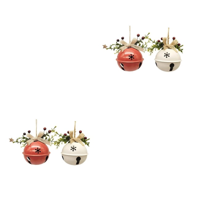 Cateissary 2 Pieces Christmas Bell Ornament Jingle Tree Xmas Hanging Craft Leaves Pendent Decoration Hanger for Door Handle Window Wall No.1 2Conjunto