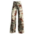 thumbnail image 4 of Flmaly jeans for women stretch denim Wide Leg Pants Woman High Waist Floral Patterned Pants Lightweight Loose Fit Casual Colorful Trouser Imitation Jeans Stretchy Wide Leg Straight, 4 of 4